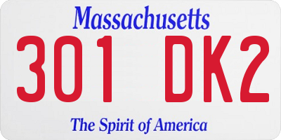 MA license plate 301DK2