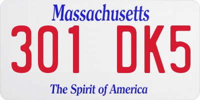 MA license plate 301DK5