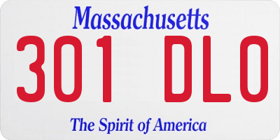 MA license plate 301DL0