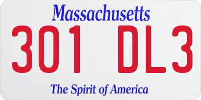MA license plate 301DL3