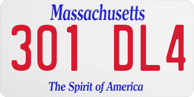 MA license plate 301DL4