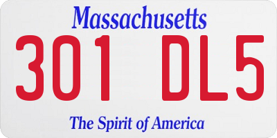 MA license plate 301DL5