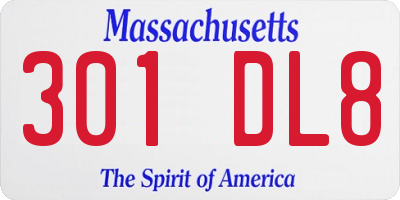 MA license plate 301DL8