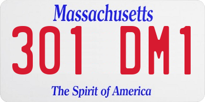 MA license plate 301DM1