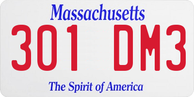 MA license plate 301DM3