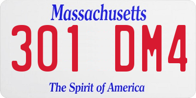 MA license plate 301DM4