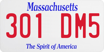 MA license plate 301DM5