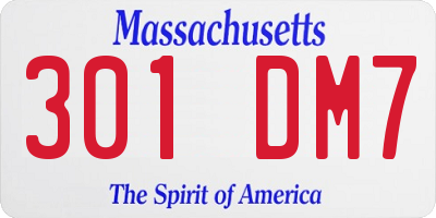 MA license plate 301DM7