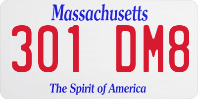 MA license plate 301DM8