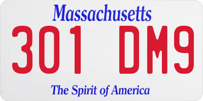 MA license plate 301DM9