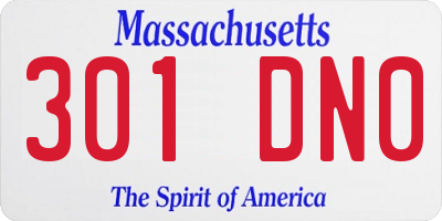MA license plate 301DN0