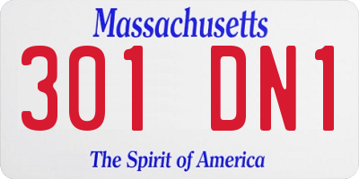 MA license plate 301DN1