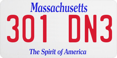 MA license plate 301DN3