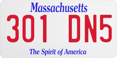 MA license plate 301DN5