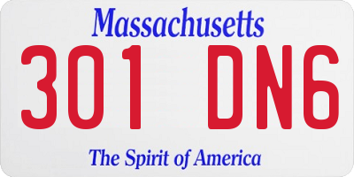 MA license plate 301DN6