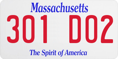 MA license plate 301DO2