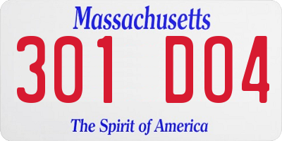 MA license plate 301DO4