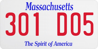 MA license plate 301DO5