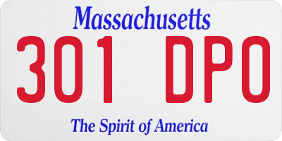 MA license plate 301DP0