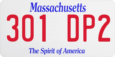MA license plate 301DP2