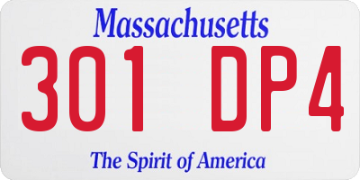 MA license plate 301DP4