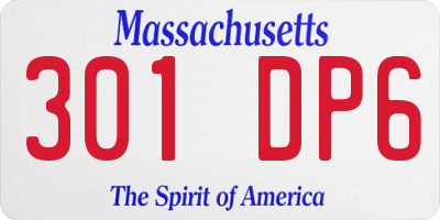 MA license plate 301DP6