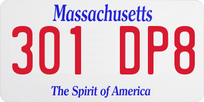 MA license plate 301DP8