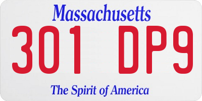 MA license plate 301DP9