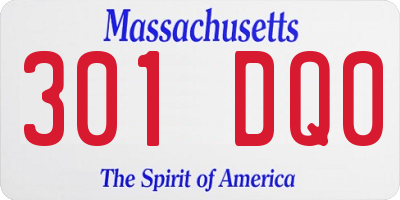 MA license plate 301DQ0
