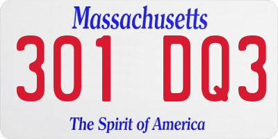 MA license plate 301DQ3