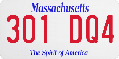 MA license plate 301DQ4