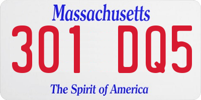 MA license plate 301DQ5