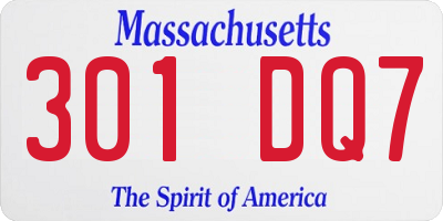 MA license plate 301DQ7