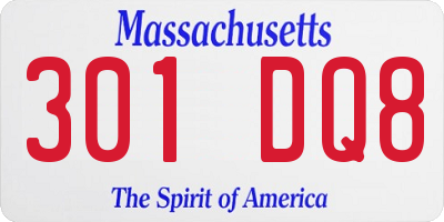 MA license plate 301DQ8