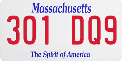 MA license plate 301DQ9