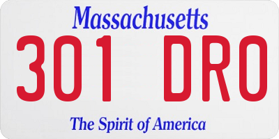 MA license plate 301DR0