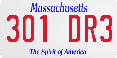 MA license plate 301DR3