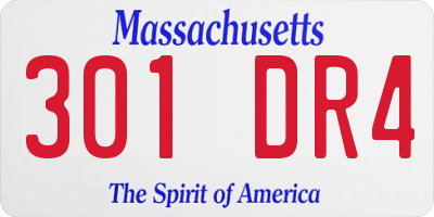MA license plate 301DR4