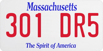 MA license plate 301DR5
