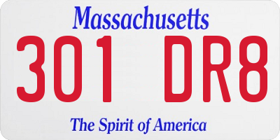 MA license plate 301DR8