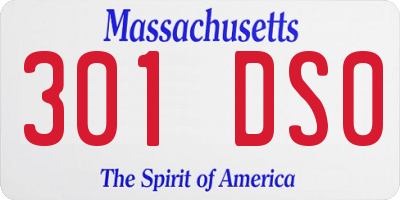 MA license plate 301DS0