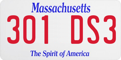 MA license plate 301DS3