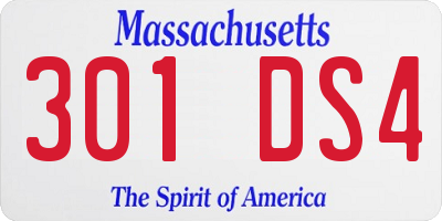 MA license plate 301DS4