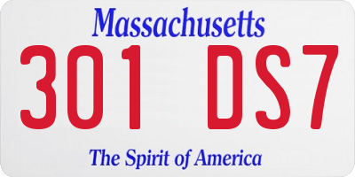 MA license plate 301DS7
