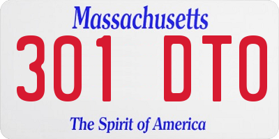 MA license plate 301DT0