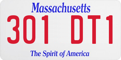MA license plate 301DT1