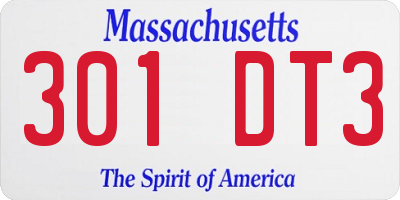 MA license plate 301DT3