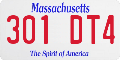 MA license plate 301DT4