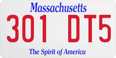 MA license plate 301DT5