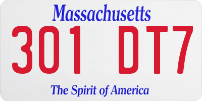 MA license plate 301DT7